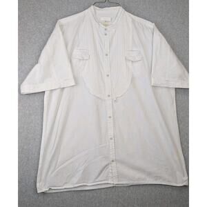 Diesel Mens Button Up Shirt SZ LG White Short Sleeve Mandarin Collar Rockabilly